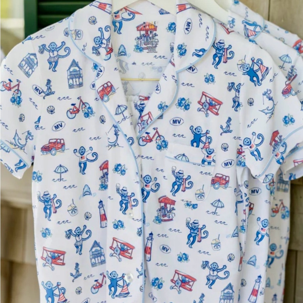 Roller Rabbit Martha’s Vineyard exclusive print Short Polo Pajama Set Size M